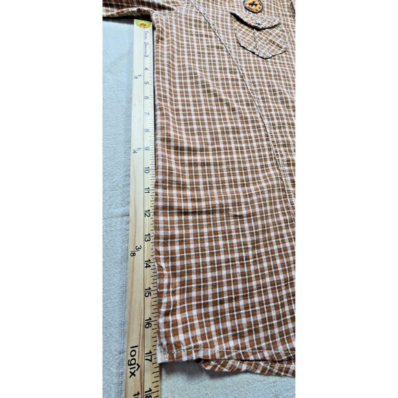 Ring of Fire Men’s M Brown Plaid Western Snap Shirt Long Sleeve Cowboy USA - Picture 16 of 16